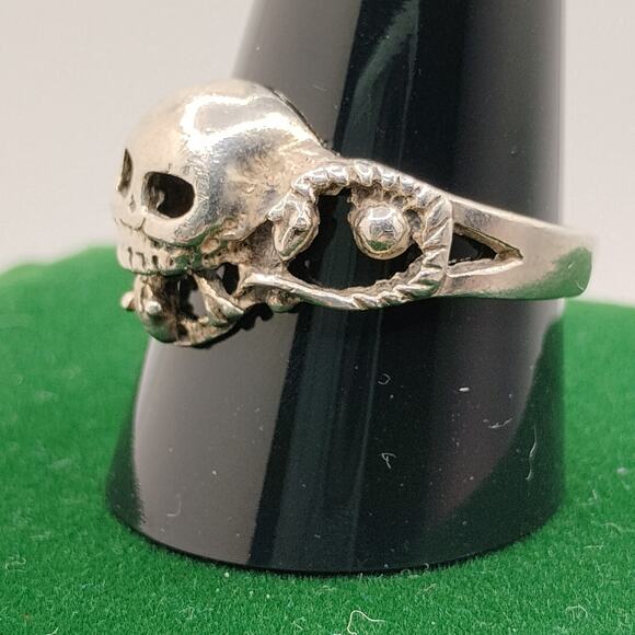 HAN Ram Horns Skull Ring in Sterling Silver size 11 - Picture 3 of 8